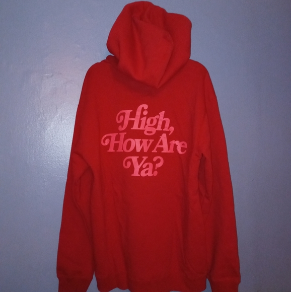 Jeffree Star Tops - UNLISTING IN APRIL! StarLounge Cherry Red 'High, How Are Ya?' Hoodie